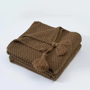 Plaid tricot acrylique doux 130x170cm pour canapé et voyage