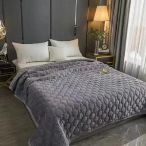 Couvre-lit matelassé en velours doux antidérapant 270x230cm - Couleurs unies pour chambre