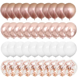 40 ballons confettis or rose 12 pouces pour décoration anniversaire adulte et mariage