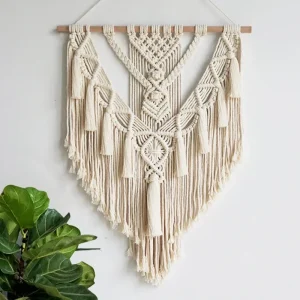 Tenture murale macramé géométrique Boho tissée main - Décoration chic pour salon