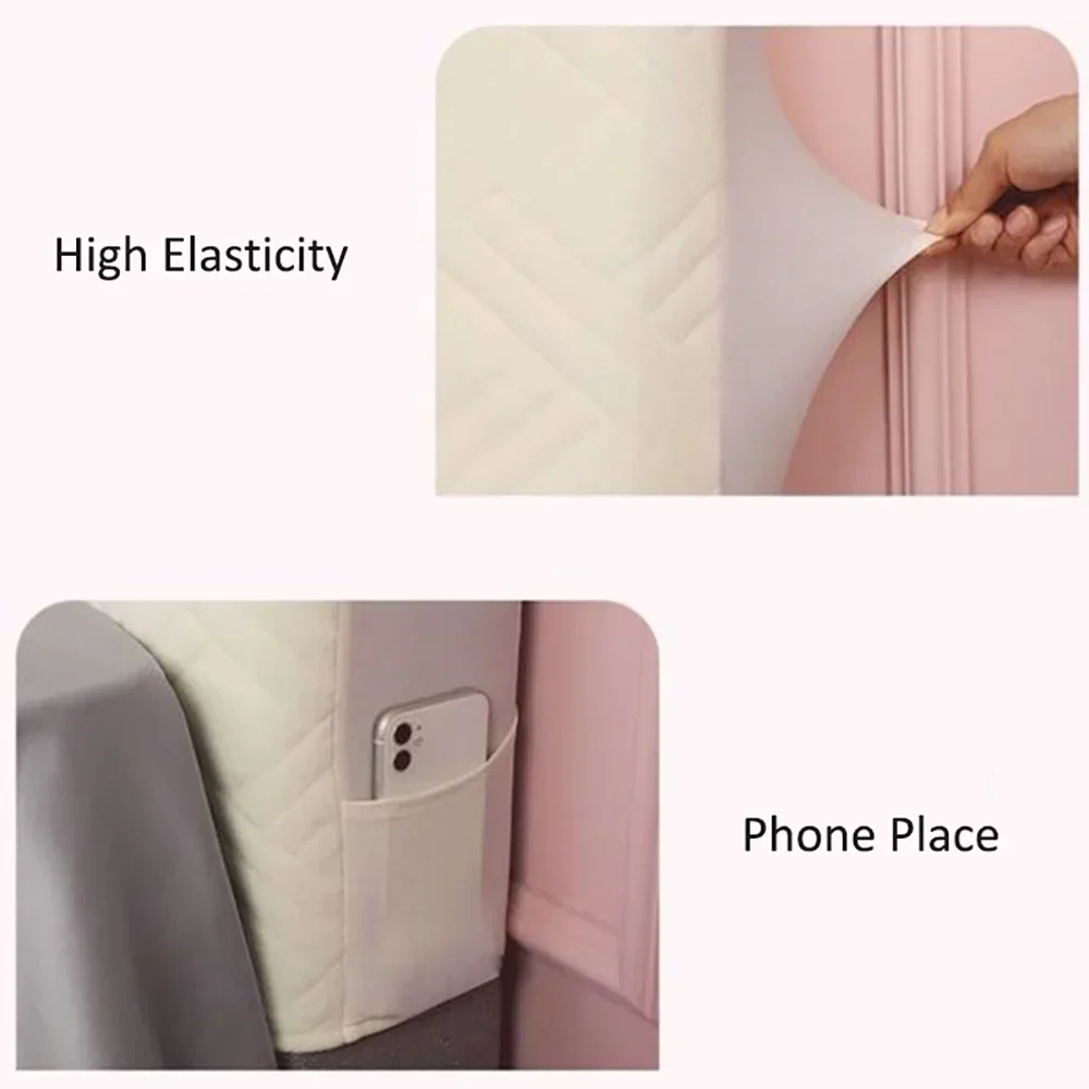Tête de lit matelassée épaisse en peluche pour chambre de fille, couleur unie, décoration maison – Image 5