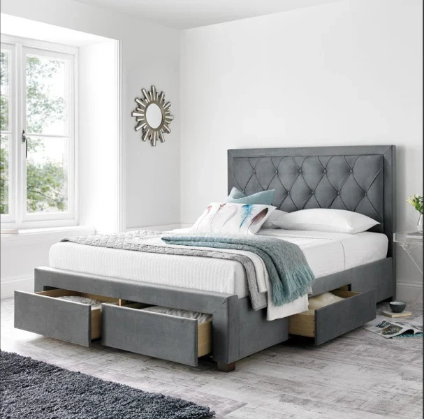 Tête de lit moderne rembourrée gris foncé pleine taille pour chambre à coucher élégante – Image 5