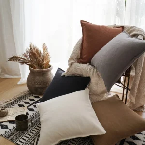 Housse de coussin lin 95% coton 5% 45x45 55x55 décor