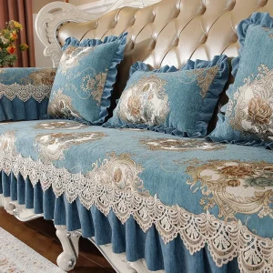 Housse canapé jacquard chenille polyester floral universelle 1-3 places