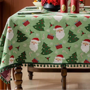 Nappe de Noël polyester imprimé rectangulaire – Décor festif et résistant