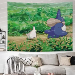 Tapisserie murale Totoro Hayao Miyazaki pour tête de lit - Décoration chambre anime douce