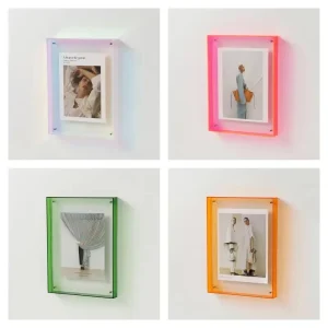 Cadre photo acrylique double face transparent coloré pour décoration murale salon chambre
