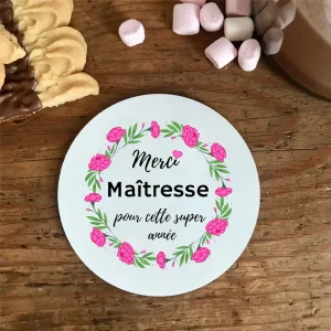 Sous-verre personnalisable pour enseignant - Cadeau de fin d'année scolaire en céramique - Ombre Interieur