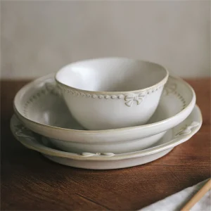 Assiette céramique blanche style occidental émaillée usage quotidien décor