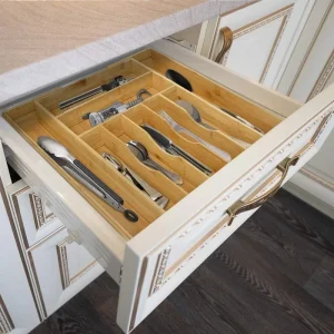 Boîte de rangement cuisine en bambou organisateur tiroir porte-couverts japonais durable Ombre Interieur