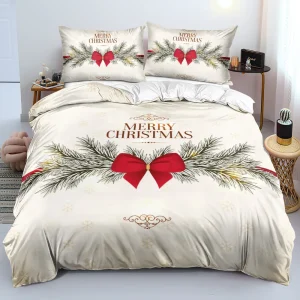 Housse de couette Noël 3D personnalisable en polyester, ensemble literie festif avec taies d'oreiller