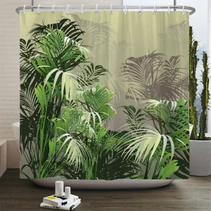 Rideau de douche tropical en polyester