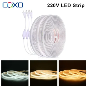 Bande LED étanche 220V haute luminosité pour cuisine et éclairage extérieur - 120 diodes/m