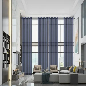 Voilage bleu marine pour plafond haut