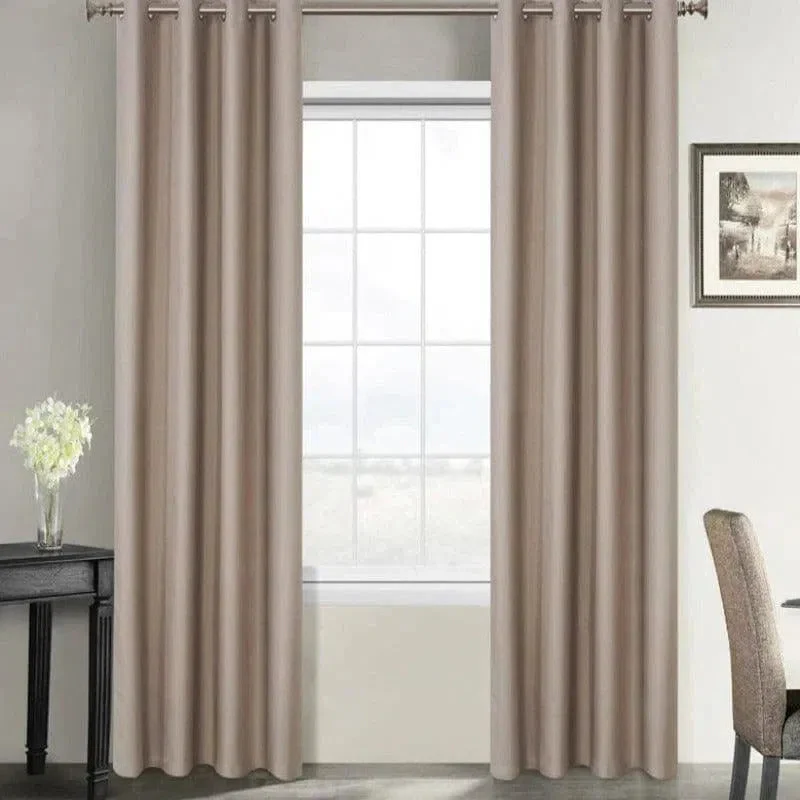 Rideau moderne beige avec oeillets – Image 2