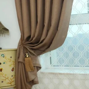 Rideau en polyester marron pour salon