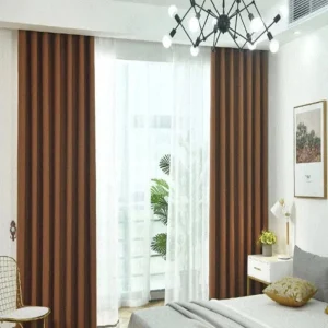 Rideau en polyester marron pour chambre à coucher
