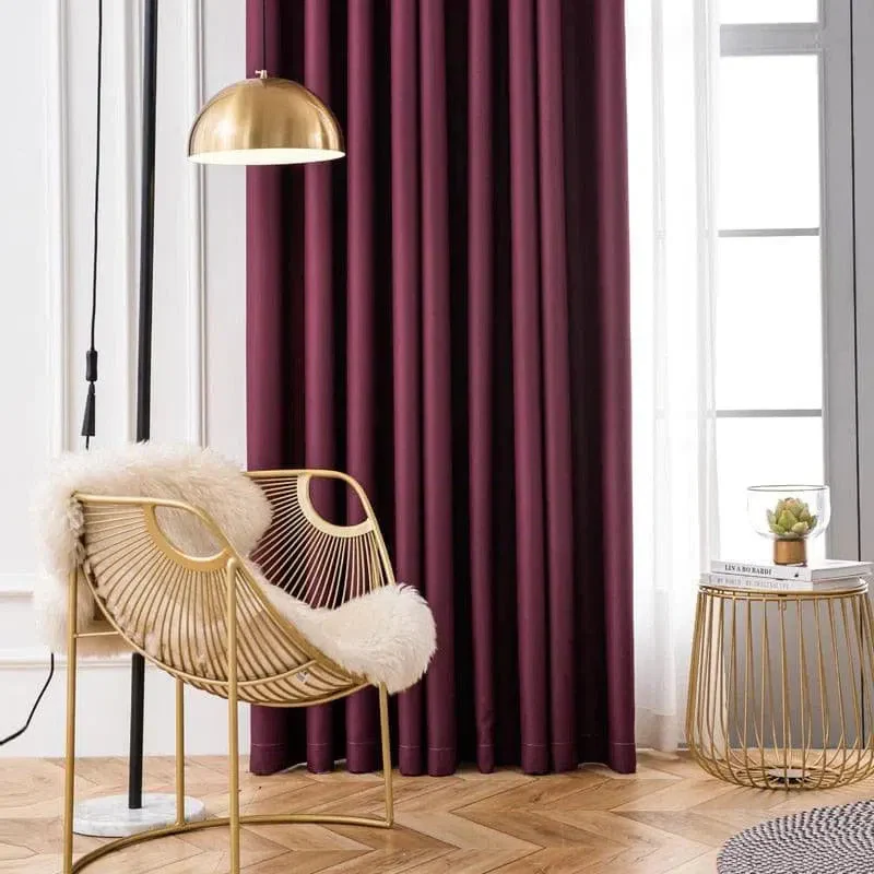 Rideau en polyester bordeaux pour salon – Image 4