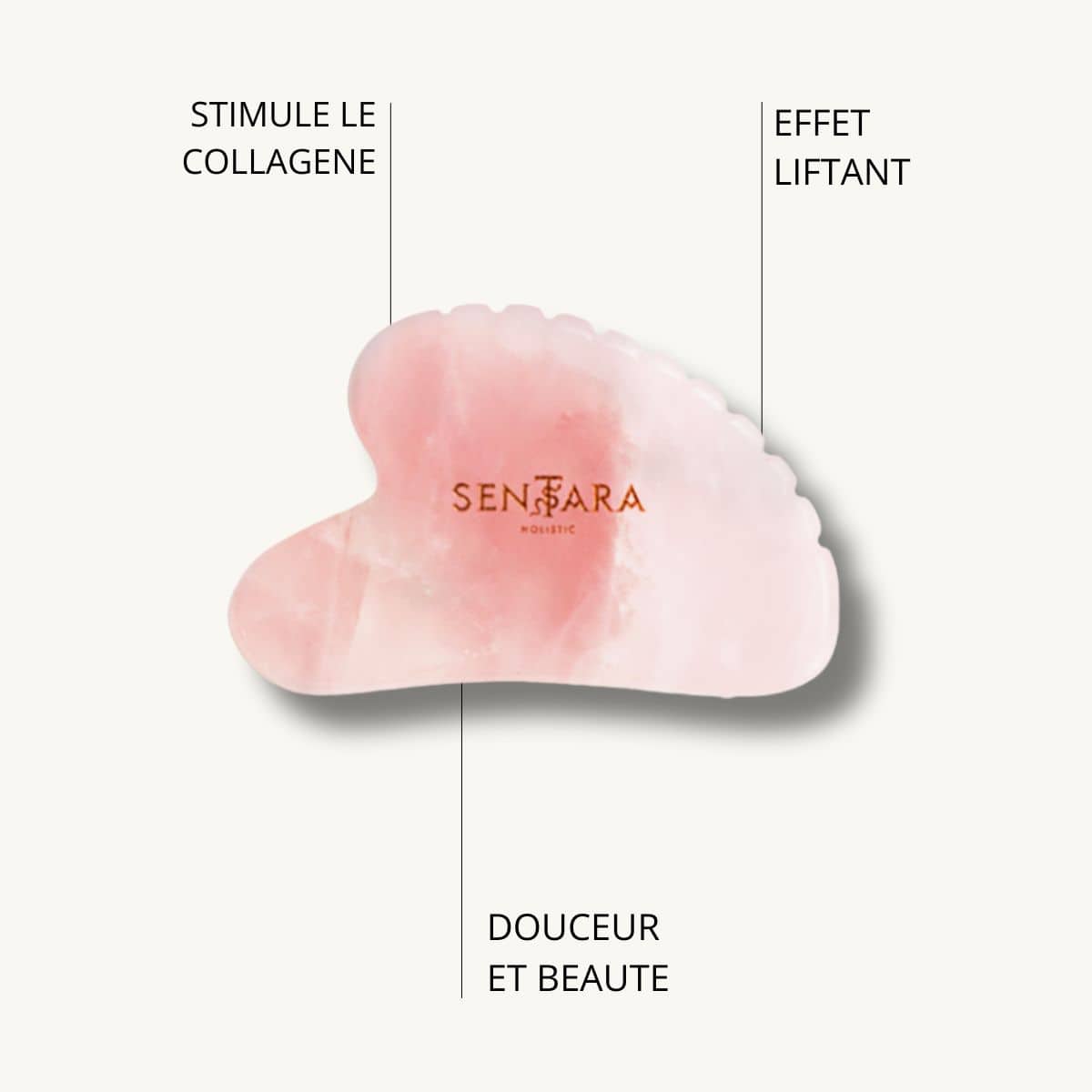 Gua Sha Cœur à Dents – Quartz Rose – Sentara – Image 2