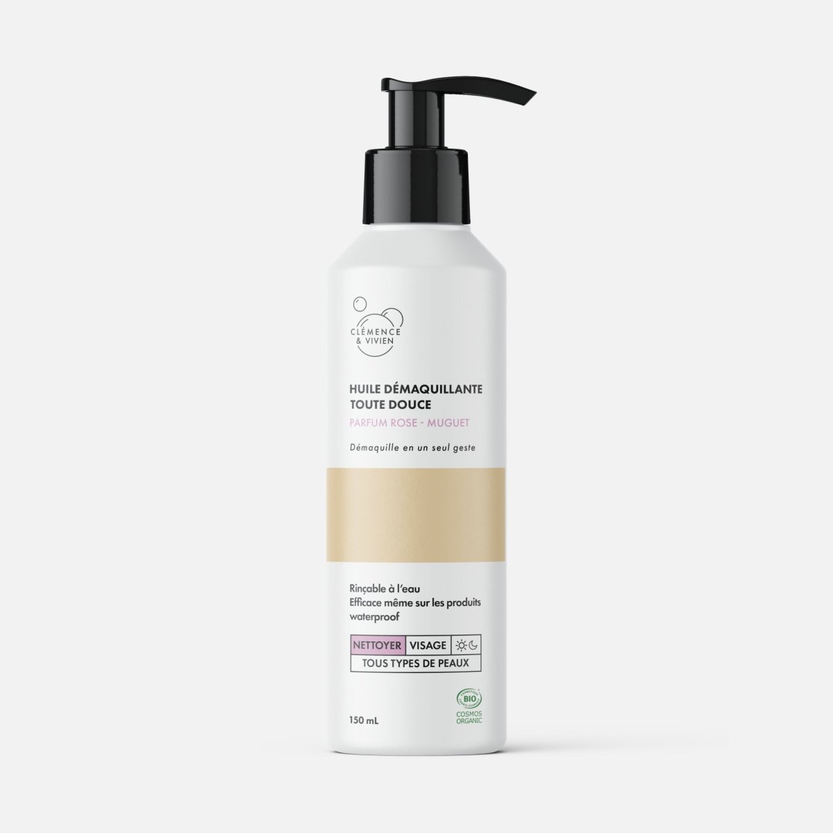 Huile démaquillante toute douce – Parfum rose-muguet – Clémence & Vivien