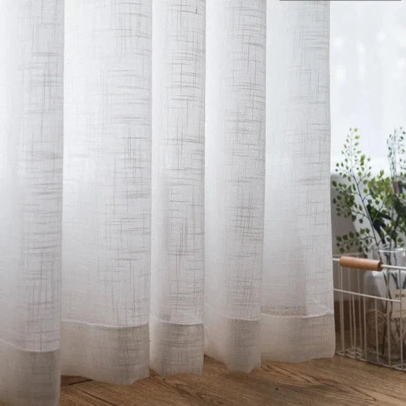 Rideau blanc transparent en polyester – Image 4