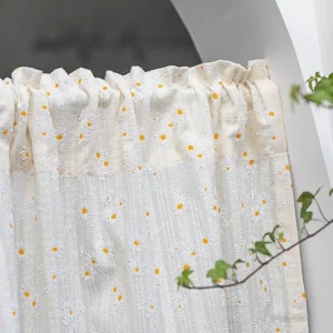 Rideau court en polyester blanc bohème