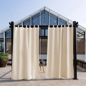 Rideau d'extérieur occultant couleur beige lin
