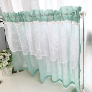 Rideau en polyester vert menthe style bohème