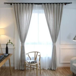 Rideau Imitation Lin Gris Perle