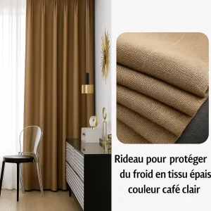 Rideau pour protéger du froid en tissu épais couleur café