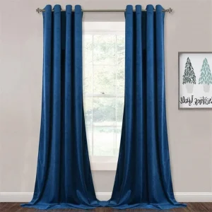 Rideau velours bleu pétrole contemporain uni