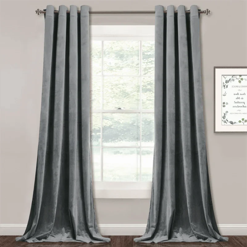Rideau Velours Gris Clair
