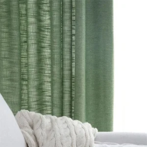 Rideau vert effet lin semi occultant