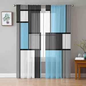 Rideau Voilage Bleu Gris