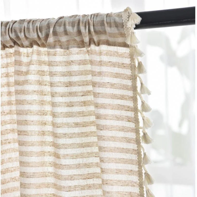 Rideau Voilage Imitation Lin Beige – Image 4