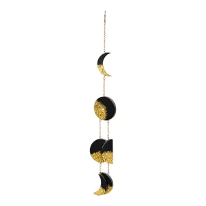 Suspension décorative en résine Lunes Noir & Or
