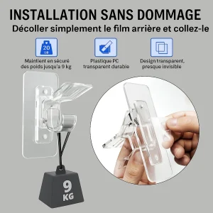 Support de tringle à rideau transparent et adhésif sans perçage